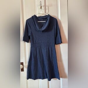 Navy Blue Cowl Neck Dress